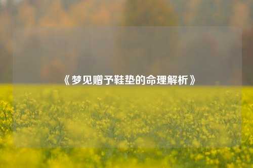 《梦见赠予鞋垫的命理解析》
